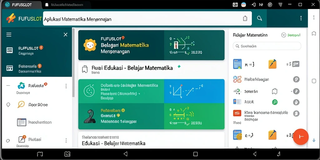 Antarmuka FUFUSLOT yang menarik untuk belajar matematika.