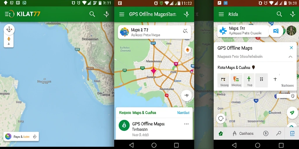 Antarmuka intuitif KILAT77 dalam aplikasi GPS Offline Maps.