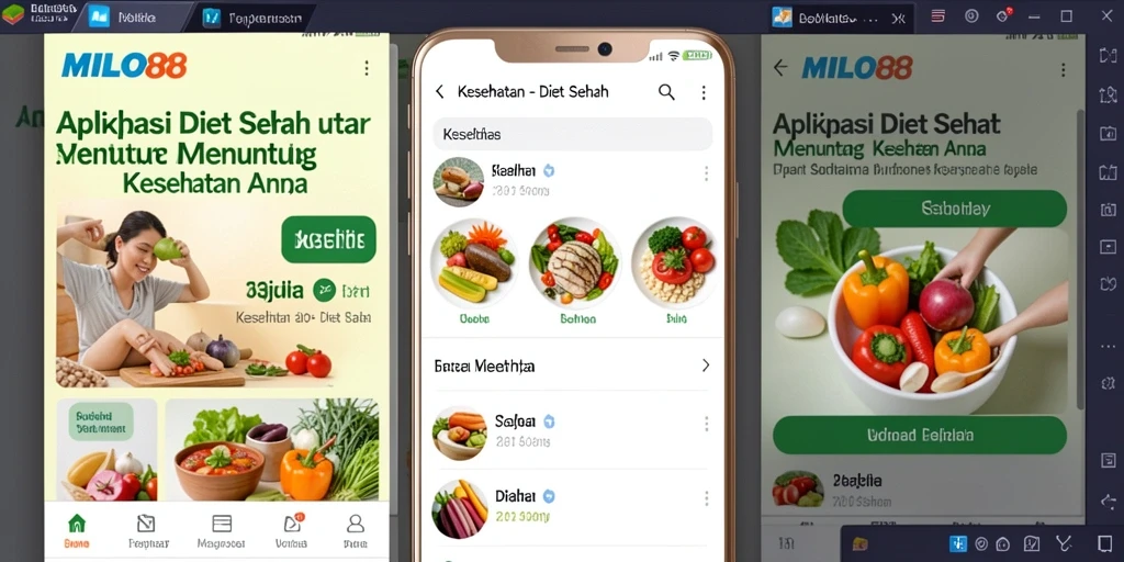 Screenshot antarmuka pengguna aplikasi Diet Sehat MILO88.