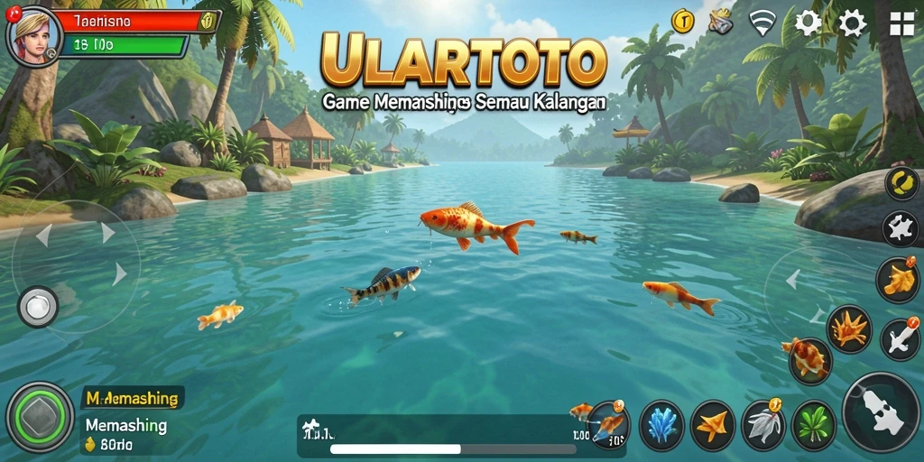 Tampilan antarmuka ULARTOTO dengan aksi memancing yang seru.